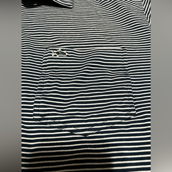 Fish Hippie Co. Polo Collection Short Sleeve Navy/White Striped Polo - Picture 4 of 9